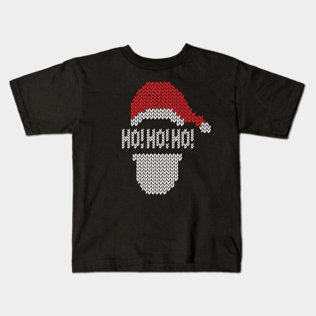 Ho! Ho! Ho! Festive Knit-Look Santa Face Kids T-Shirt by TwistedCharm